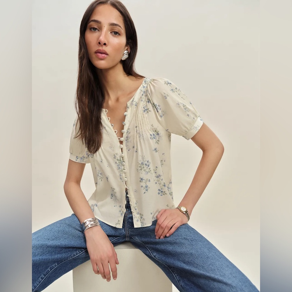 LIKE NEW Reformation Calia Top Ivory - Size XS